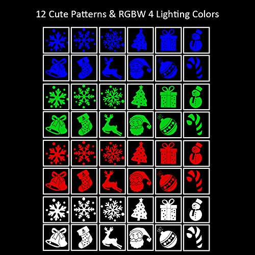 Lixada Christmas Projector Lights LED Projection Light 12 Patterns Rotatable Spot Light for Christmas Xmas Halloween Holiday Festival Party Home Decor Decoration Present Gift