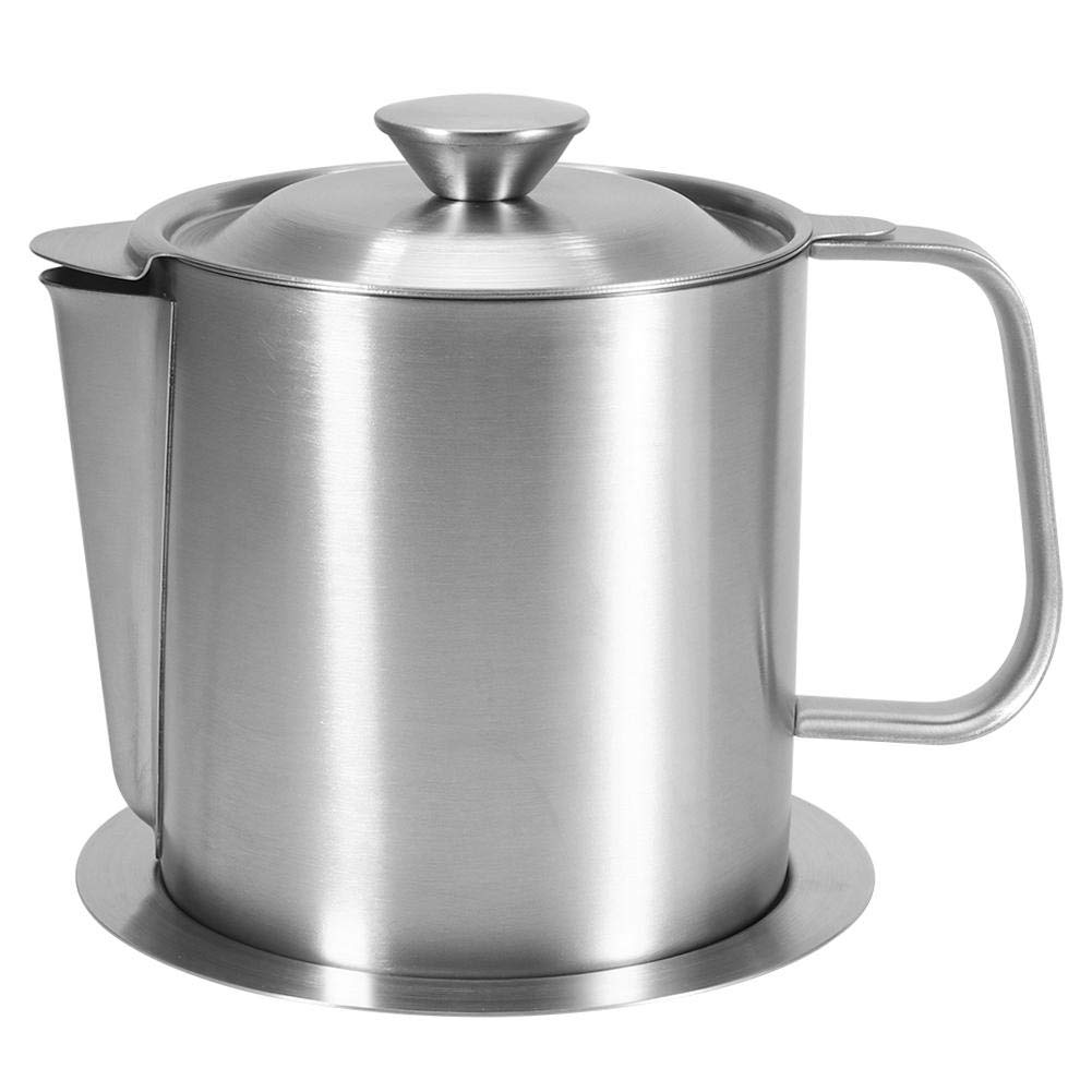 Fdit Stainless Steel Oil Storage Can Container with Fine Mesh Strainer Oil Strainer Pot Grease Can Grease Bucket and Oil Filter Pot for Filtering of Hot Cooking Oil
