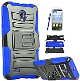 Alcatel One Touch Pop Icon 2 LTE A846L Armor Case, The3Knights[TM] Armor Shock Proof Heavy Duty Stand Cases with Swivel Belt Clip Cover + Stylus + Premium Screen Guard (BLUE)
