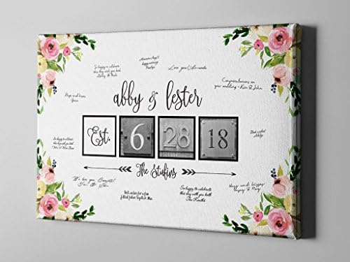 SALE 50% Off Canvas Guest Book, Whimsical Flowers Guest Book, Boho Floral Wedding Guest Book, Bridal Shower Gift Keepsake for Bride, FREE SHIPPING! - CGB87