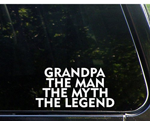 Grandpa The Man The Myth The Legend - 7 1/2"x 3 3/4" - Vinyl Die Cut Decal / Bumper Sticker For Windows, Trucks, Cars, Laptops, Macbooks, Etc.