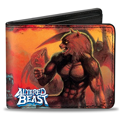 Men'sSega Genesis Wallet Altered Beast Box Cover Art Wolf Pose R, -Multi, One Size