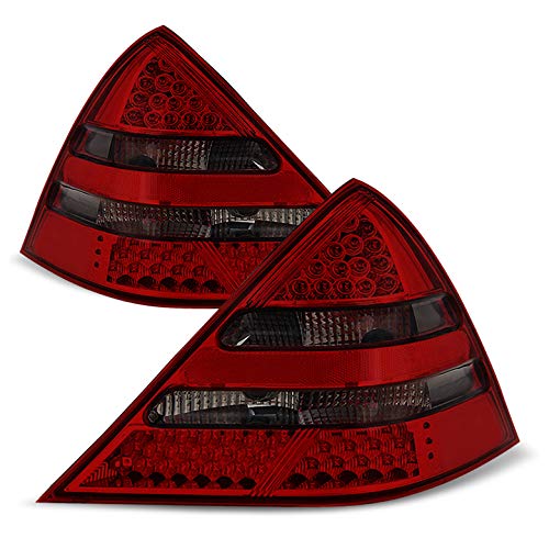 Xtune 1998-2004 Mercedes-Benz R170 SLK230/320 Red Smoke LED Tail Lights Brake Lamp Upgrade Pair L+R 1999 2000 2001 2002 2003