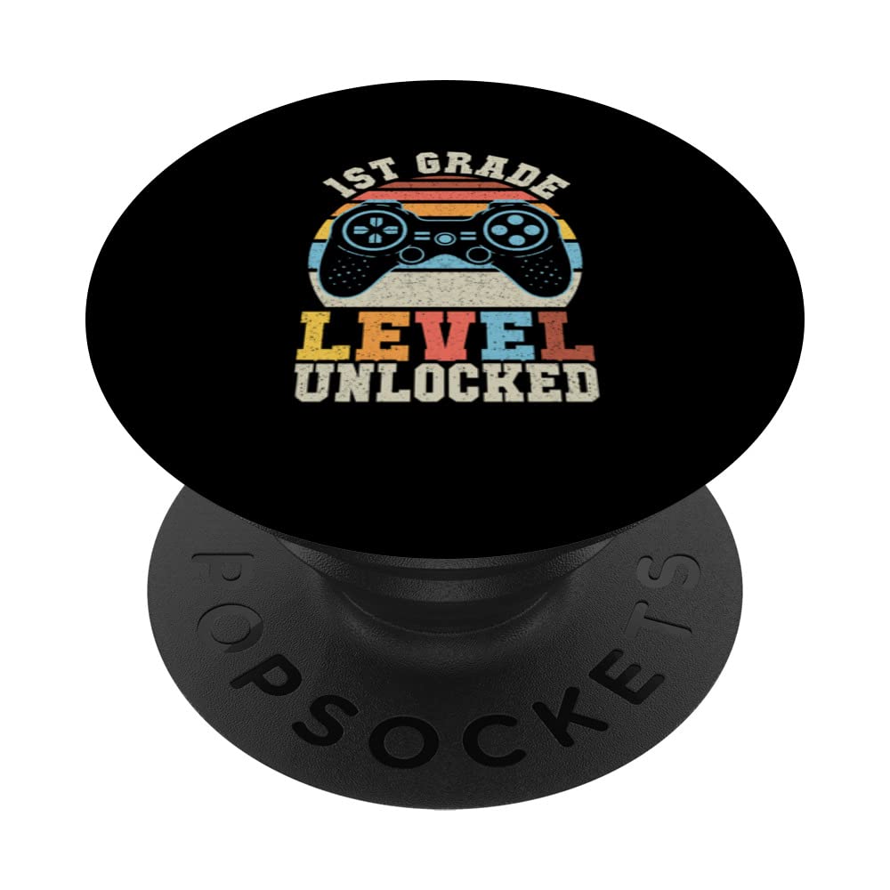 First Grade Level Unlocked Gamer 1st Day Of School Boys PopSockets Swappable PopGrip