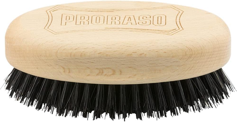 Proraso Military Beard Brush, Detangling and Styling Hair and Beard Brush For Men, With Wooden Handle and Bristles, Perfect Grooming Gift for Men