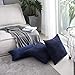 Home Brilliant Decoration Pillow Covers for Decoration Solid Soft Striped Velvet Corduroy Plush Set of 2 Throw Cushion Cover for Square Pillows, 50cm, 20 x 20 Inch, Navy Blue
