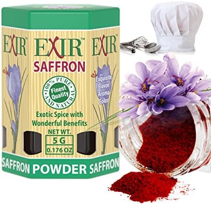 Exir Saffron Powder Organic 5-grams (0.173-oz) Poultry Dishes, Soups, Salad Seasoning Beverages - Special Edition Superior Grade Exquisite Spice Herbs Seasoning