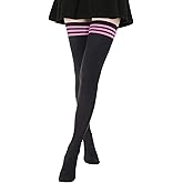 AQOKKA Extra Long Thigh High Socks for Women Striped Over Knee Thigh Socks Long Boot Thigh High Stockings Leg Warmers