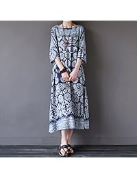 aeneontrue clásico de manga corta de la mujer impreso a-line vestido