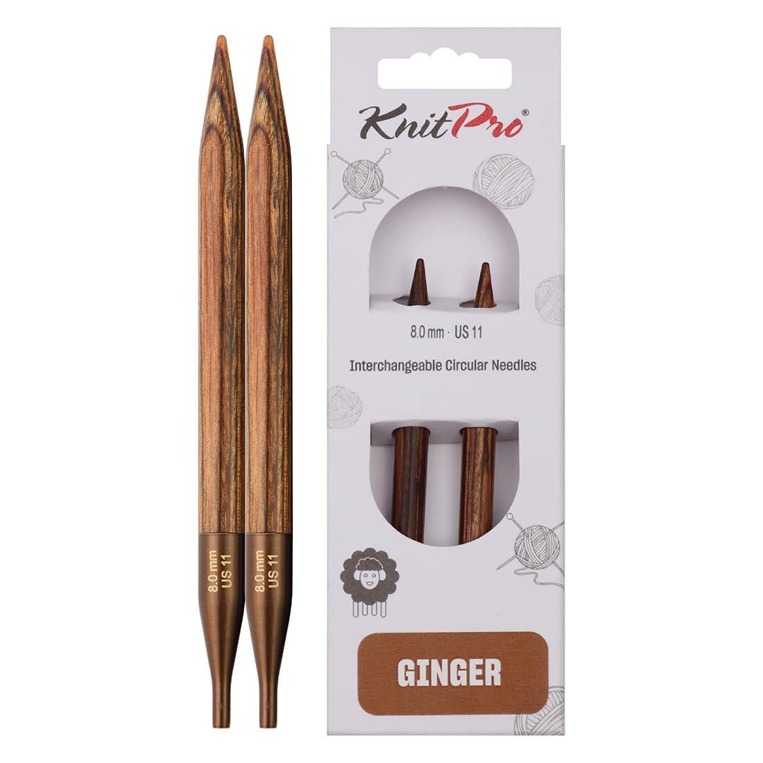 KnitPro Ginger Interchangeable Circular Needles 5" (13cm) | 8.00mm