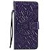 iPhone 8 Plus Case,iPhone 7 Plus Wallet Case, Sun Pattern Embossed PU Leather Magnetic Flip Cover Card Holders & Hand Strap Wallet Purse Case for iPhone 7 Plus / 8 Plus [5.5 Inch] - Purple