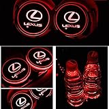 ATlife LED Car Logo Cup Holder Pad Waterproof Bottle Drinks Coaster Built-in Light 7 Colors Changing USB Charging Mat Auto LED Cup Mat Car Atmosphere Lamp 2PCS (for Lex-us)