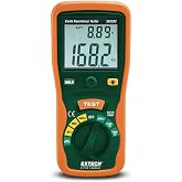 Extech 382252 Earth Ground Resistance Tester Kit, 3 Ranges, Auto Zero | 20/200/2000 Ohm, AC/DC voltage, continuity, leads, 2 earth bars, holster, case, 6 AA batteries