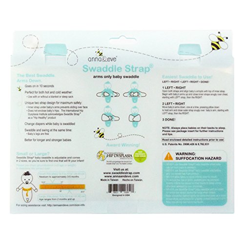 Anna & Eve Baby Swaddle Strap, Adjustable Arms Only Wrap for Safe Sleeping Large Size Fits