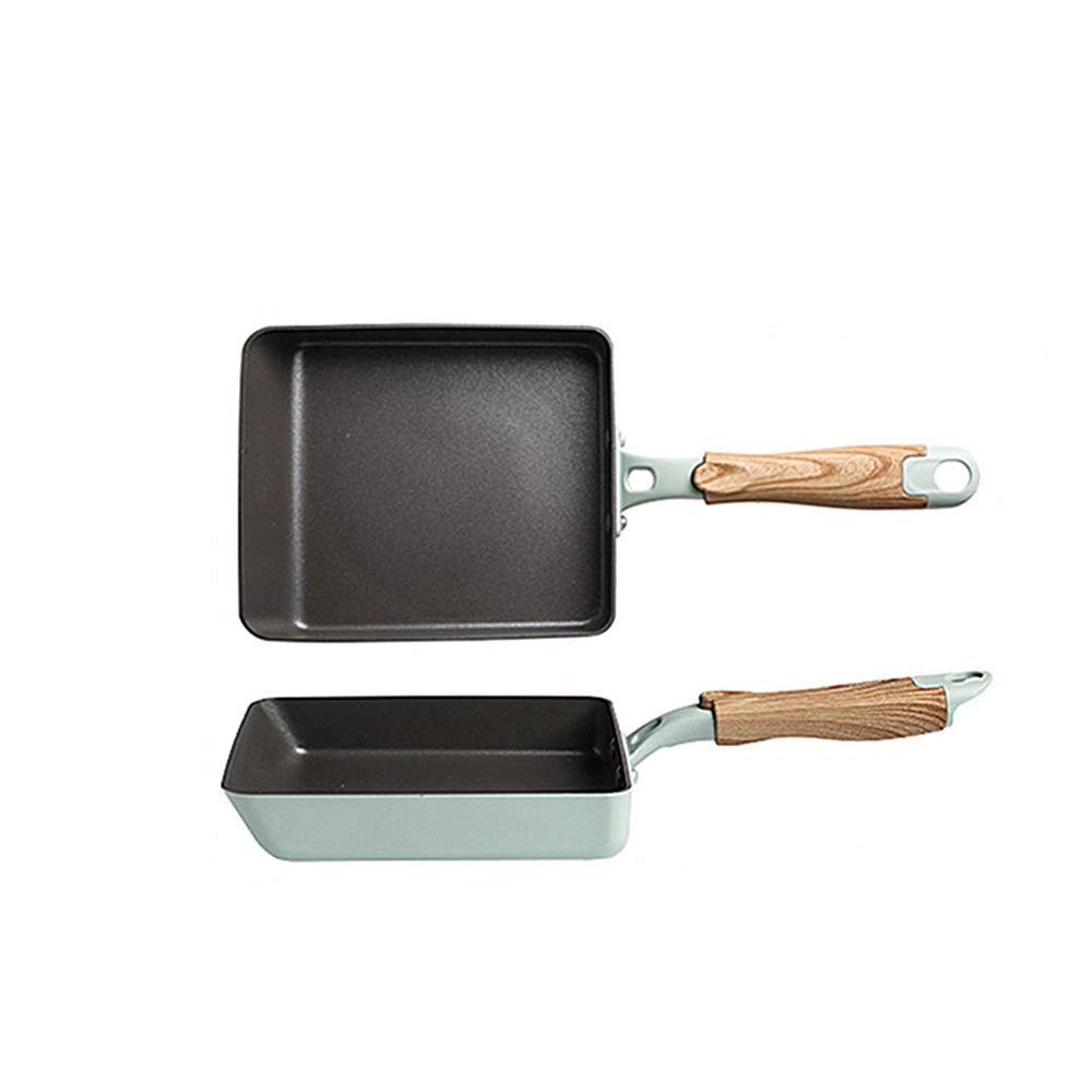 SLHP Mini Fry Pan Japanese Omelette Pan Tamagoyaki Pan, Aluminum Non-Stick Pot with Wooden Handle
