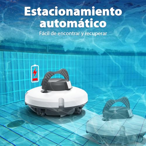 Redkey Upgrade S100 Robot Pool Cleaner Without Cable, 200 Minutes of Autonomy, Climbs 18° Slopes, Double Motor, Automatic Stop, Automatic Pool Cleaner for Pools up to 120㎡