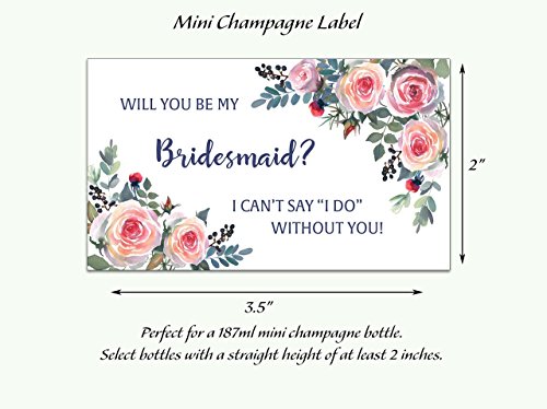 ● SET of 8 ● Bridesmaid Proposal - Bridesmaid Mini Champagne Labels - 6 Be My BRIDESMAID Labels + 1 MAID of HONOR + 1 MATRON of HONOR Label, Bridal Party Ask, 3.5” x 2” WEATHERPROOF Labels, M335-ASK-8 - Thumbnail 6