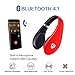 On-Ear Headphones for Girls/Woman, Bluetooth Wireless Stereo Headsets with Built-in Mic ,Soft Earmuff ,Support Micro SD Card Music Play and FM Radio for iPhone Samsung Cell Phone - Red