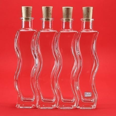 6 x 200ml Flaschen Glasflaschen ONDA Likörflaschen, Schnapsflaschen, Essigflaschen, Ölflaschen,kleine Flasche zum selbst befü