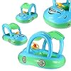 SUPOW-Baby-Swim-Float-Seat-Rose-Red-Cartoon-Car-Shaped-Boat-Pool-Ring-Seat-With-Sunshade-Canopy-For-Kids-Baby-Child-Toddler-Infant