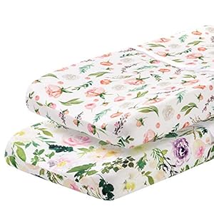 Pobibaby – 2 Pack Premium Changing Pad Cover – Ultra-Soft Cotton Blend, Stylish Floral Pattern, Safe and Snug for Baby…