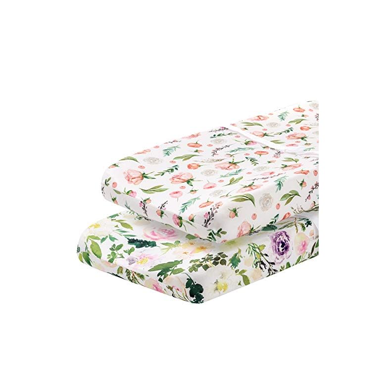 Pobibaby – 2 Pack Premium Changing Pad Cover – Ultra-Soft Cotton Blend, Stylish Floral Pattern, Safe and Snug for Baby…