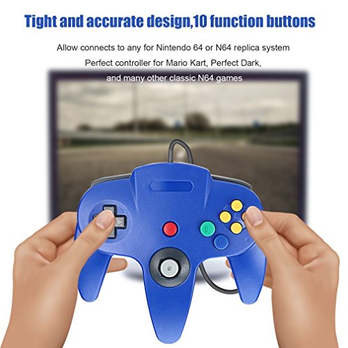 Game Controller Diswoe Wired Controllers for Nintendo 64- Blue