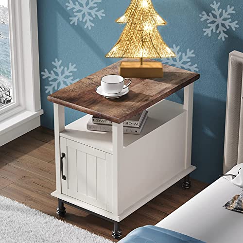 WAMPAT Farmhouse Nightstand, Premium Wood Accent End Side Table with