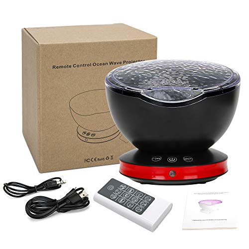 [Upgrade Version] Remote Control Ocean Wave Projector, Dostyle Light Projector 12 LEDs & 7 Colors Changing Modes Night Light and Built-in Mini Music Player for Kids Adults Bedroom Living Room- Black - Thumbnail 7