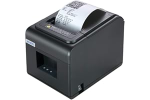 vretti Thermal Receipt Printer, 3'1/8 80mm Direct Thermal Printer with USB Serial LAN Port - Kitchen POS Printer ESC/POS Command Support Cash Drawer