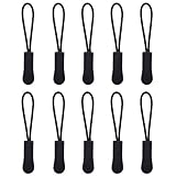 eBoot 10 Pieces Zipper Pull Zip Tags Cord Pulls Zipper Extension (Black)