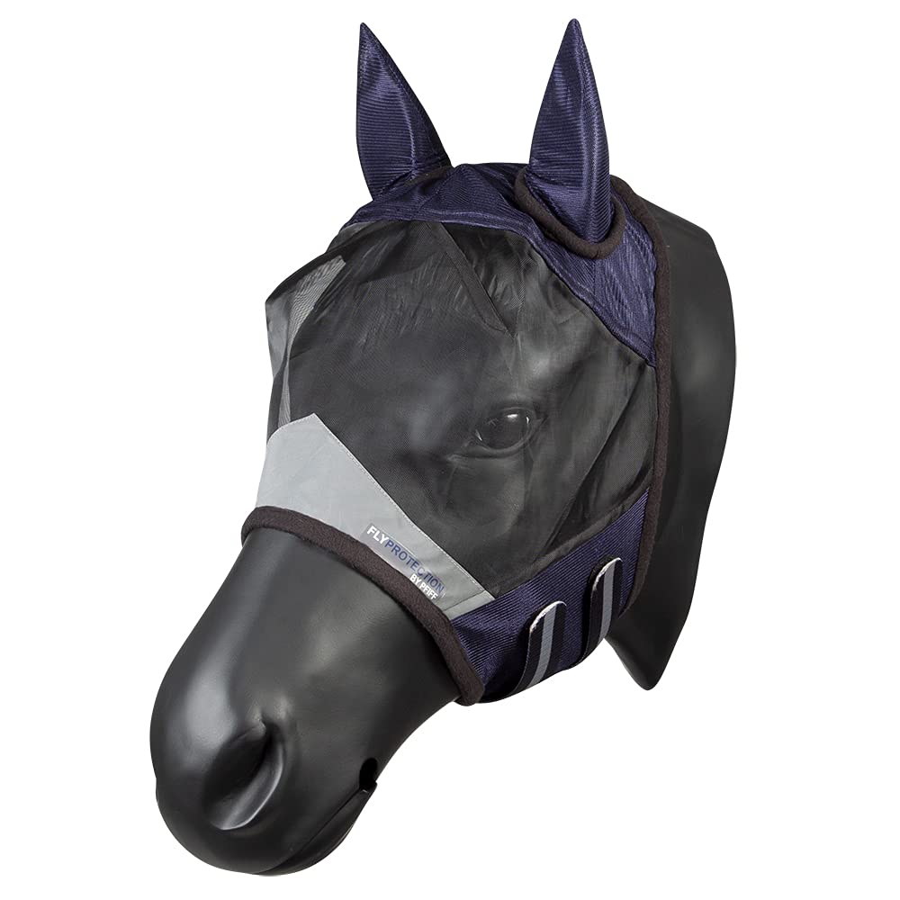 PFIFF 102943 Fly Mask with UV Protection, Horse Fly Protection, Full, Dark Blue