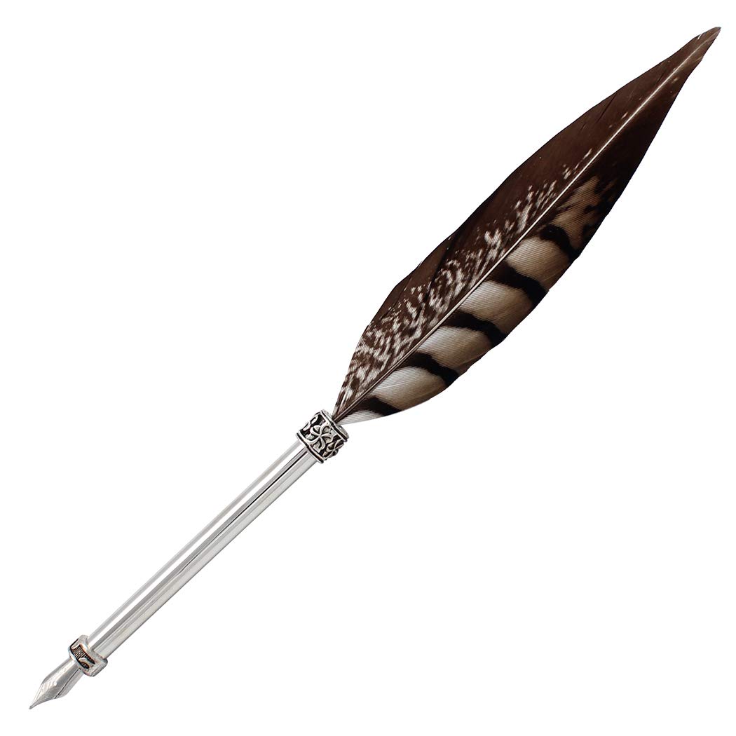 Gullor Vintage Feather Quill Pen, Nuture Feather Dip Pen with Gift Box, Black & Brown