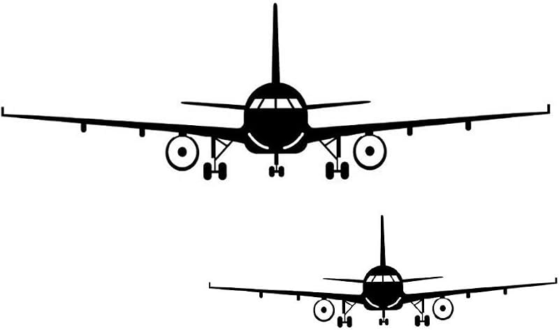 LELE LIFE 2Pcs Airplane Wall Sticker Black Removable DIY Aircraft Decal Kids