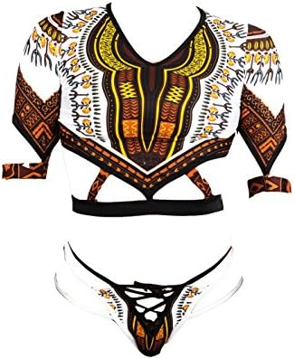 FOXRED Women's Sexy Bandage Cut Out African Dashiki Swimsuits Bikinis