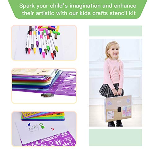 CtopoGo Drawing Stencils Set for Kids with Over 400 Shapes,Educational Toys to Enhance Children's Creativity,Arts and Crafts for Girls & Boys,Travel Activities Kit for Age 3+ Ideal Kids Gifts