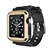 Apple Watch Case,[Simpeak] Rugged Protective Case with Strap Bands and Matte Screen Protector for 42mm Apple Watch Black-Gold