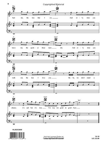 Sam Smith - Too Good at Goodbyes - Piano/Vocal/Guitar Sheet Music Single