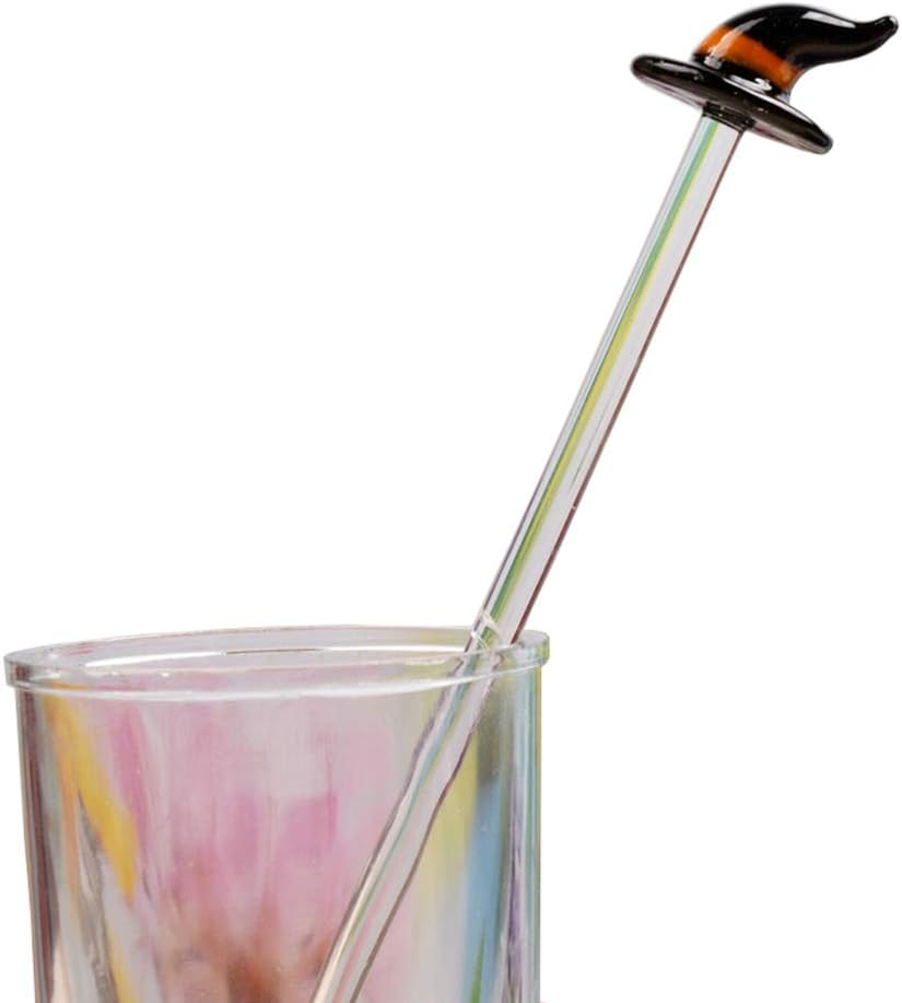 MAYITBE Glass Cocktail Swizzle Stir Sticks Cute Coffee