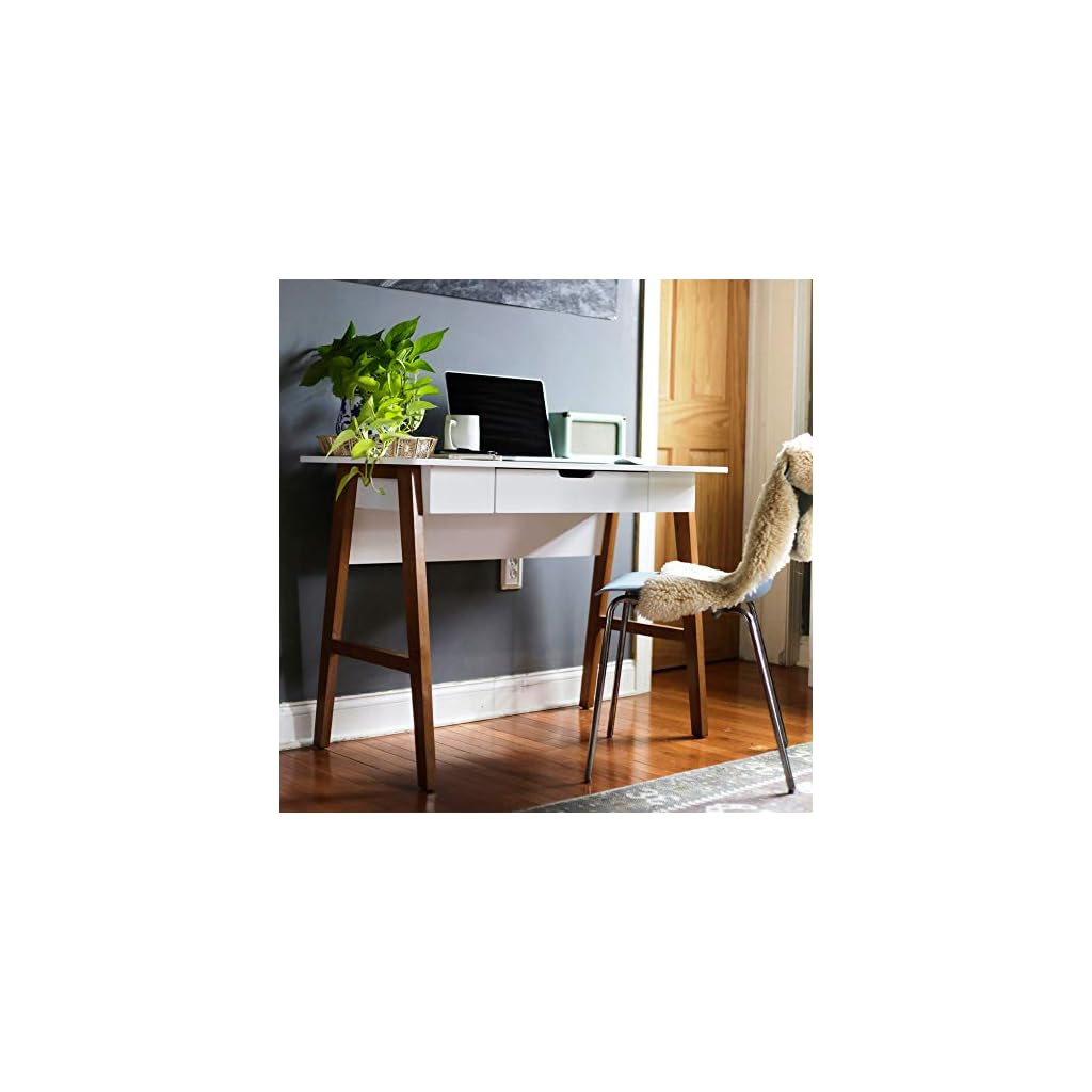 Nathan James Telos Home Office Computer Desk with Drawer, 42" White