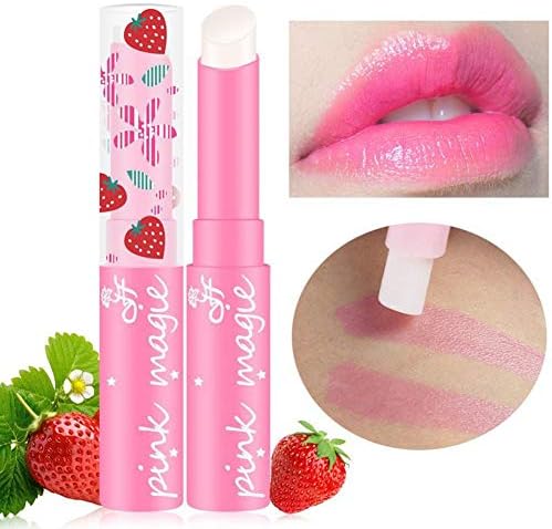 Women Beauty Strawberry Lip Balm Magic Temperature Changing Color Lipstick