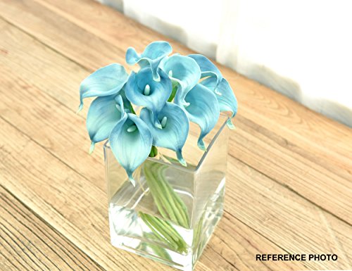 FiveSeasonStuff 10 Stems of Real Touch Calla Lillies (Latex) Artificial Flower Bouquet, Perfect for Wedding, Bridal, Party, Home Office DÃ©cor DIY (Milky Blue)