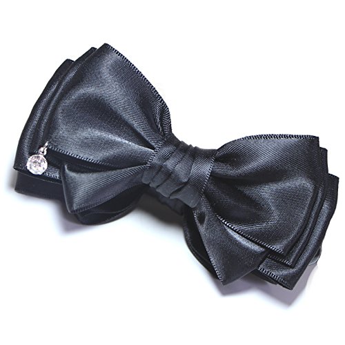 usongs Korean headdress hairpin clip ponytail diamond black trumpet tuba hair accessories banana clip vertical clip bow - Thumbnail 5