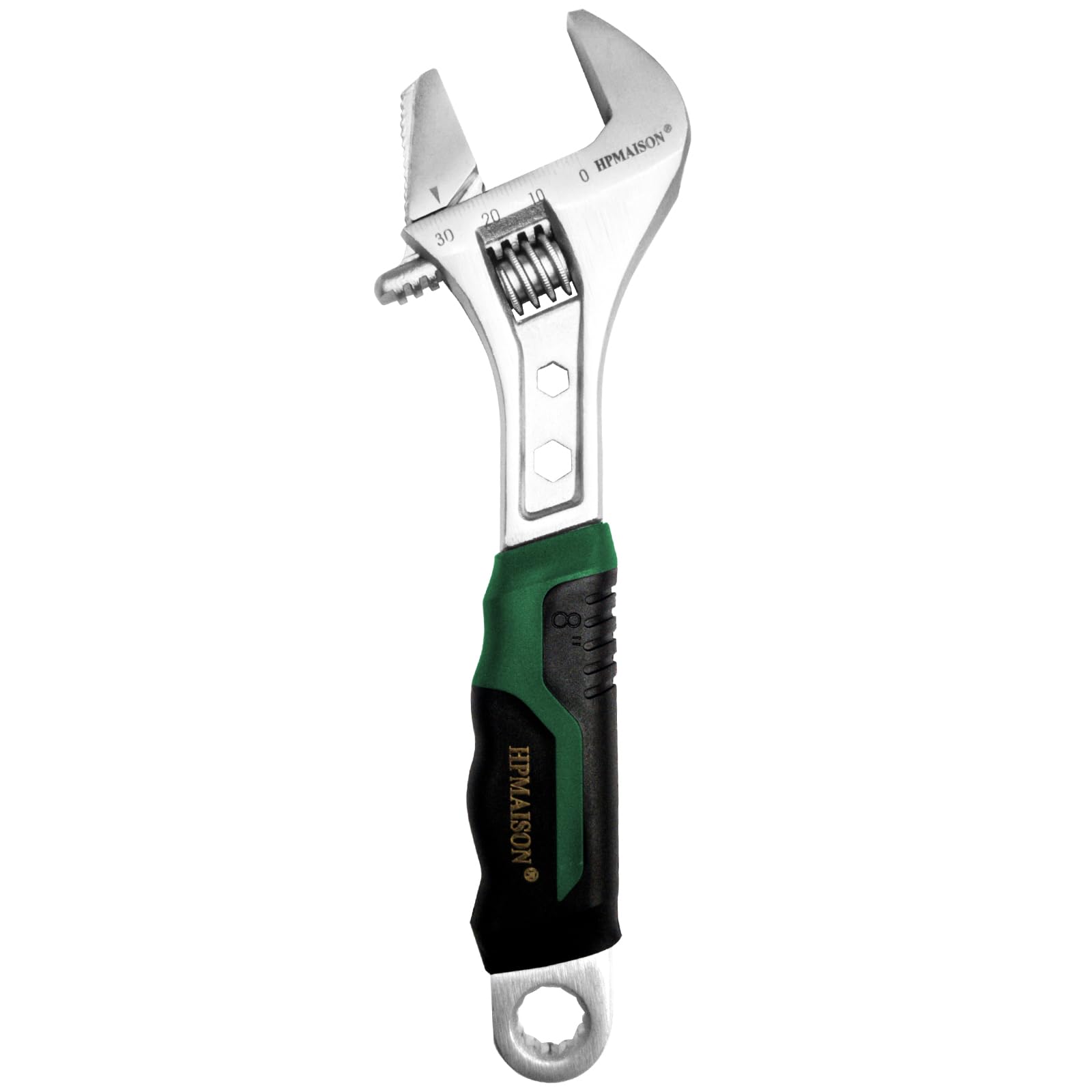 HPMAISON 8-Inch/210mm Soft Grip Adjustable Wrench with Max Opening Jaw Capacity 35mm, Premium Chrome Vanadium Steel Pipe Wrench