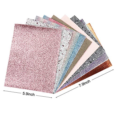 SIMPZIA 25pcs Faux Leather Sheets, 6 Styles Leather Bows Fabric Sheets with 20pcs Alligator Hair Clips, 10pcs Snap Hair Clips, Glue Gun for Bows DIY, Crafts Making