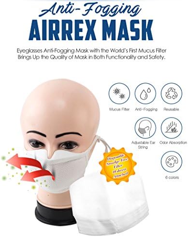 AirRex's Silicone Mucus Filter for Face Fashion Mask Protecting From Pollen, Dust, Allergen, Cold &amp; Flu with Anti-Fogging on Eyeglasses (Kids)