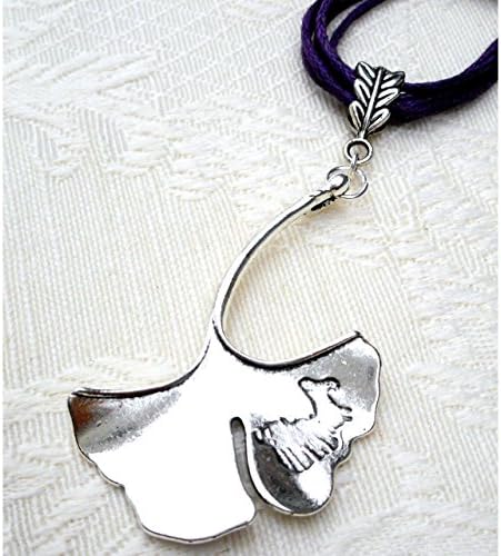 Silver Tone Ginkgo Leaf Pendant Necklace, Oriental Japanese Jewelry for Nature Lover, Gift for Mom