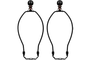 Helunsi 8 Inch Lamp Harp, 2 Set Black Lamp Shade Harp Holder with Finial, DIY Detachable Replacement Lampshade Adapter Harp Bracket Hardware for Table & Floor Lamps Accessories Parts Repair - Metal