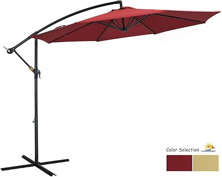 Black Tangkula Patio Umbrella 10ft Outdoor Sun Shade Umbrella Hanging Offset Crank W Corss Base 8 Rips Steel Sturdy Frame Table Umbrella For Garden Pool Deck Market Umbrella Clubcomercio Com Br