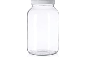 1 Gallon Glass Jar Wide Mouth with Airtight Foam Lined Plastic Lid - Safe Mason Jar for Fermenting Kombucha Kefir - Storing and Canning- By Kitchentoolz
